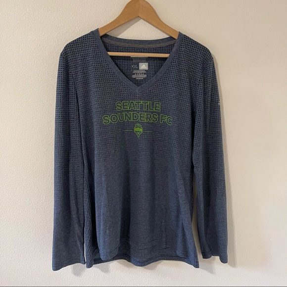 Adidas Seattle Sounders FC Aeroknit Climacool V-Neck Long Sleeve Gray-XXL - Picture 1 of 9
